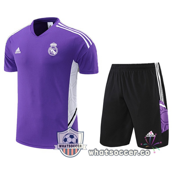 Real Madrid Training T-Shirts + Shorts Purple 2022-2023