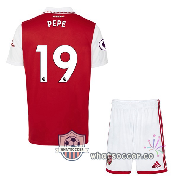 Arsenal (PEPE 19) Kids Home Soccer Jerseys Red White 2022-2023