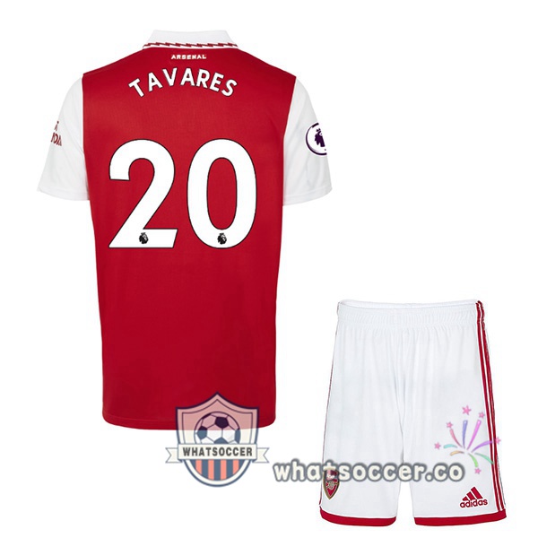 Arsenal (TAVARES 20) Kids Home Soccer Jerseys Red White 2022-2023