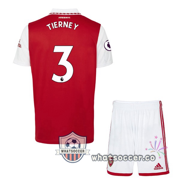 Arsenal (TIERNEY 3) Kids Home Soccer Jerseys Red White 2022-2023