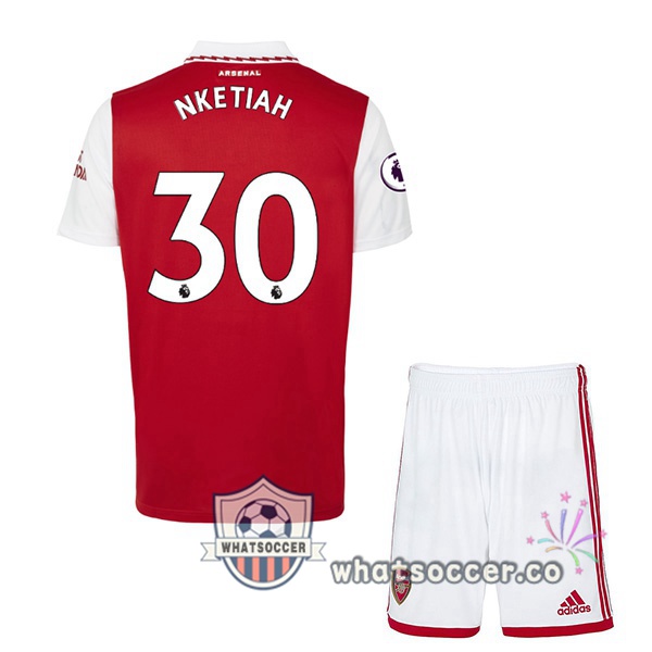 Arsenal (NKETIAH 30) Kids Home Soccer Jerseys Red White 2022-2023