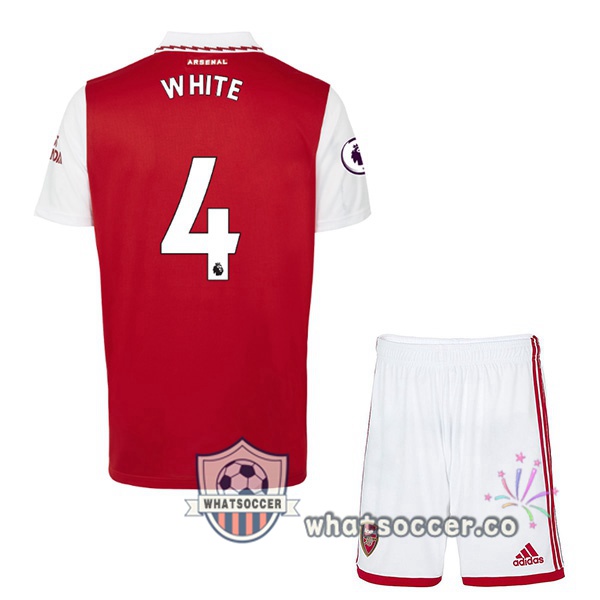 Arsenal (WHITE 4) Kids Home Soccer Jerseys Red White 2022-2023