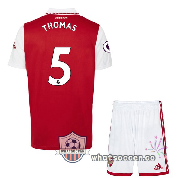 Arsenal (THOMAS 5) Kids Home Soccer Jerseys Red White 2022-2023