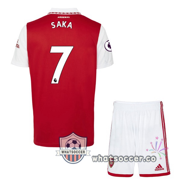 Arsenal (SAKA 7) Kids Home Soccer Jerseys Red White 2022-2023