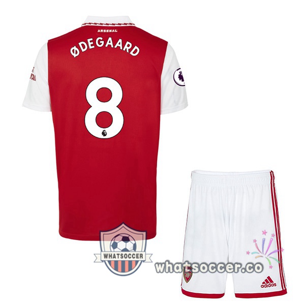 Arsenal (ØDEGAARD 8) Kids Home Soccer Jerseys Red White 2022-2023