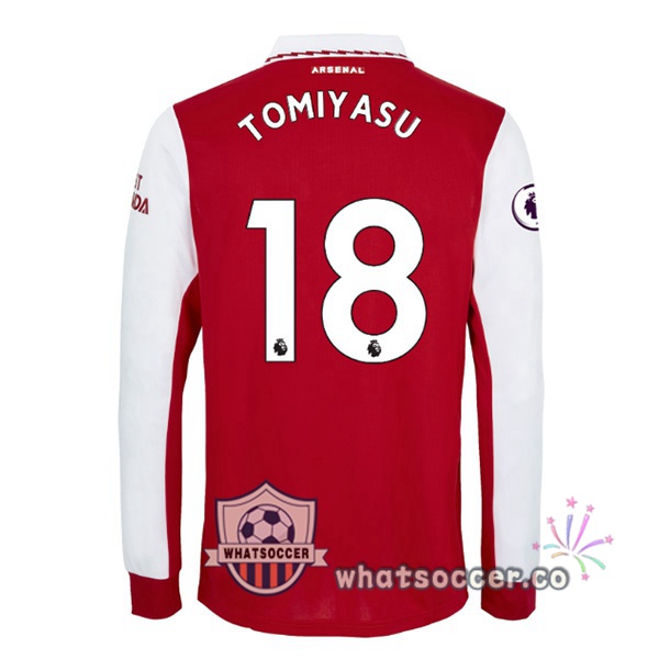Arsenal (TOMIYASU 18) Home Soccer Jerseys Long Sleeve Red White 2022-2023