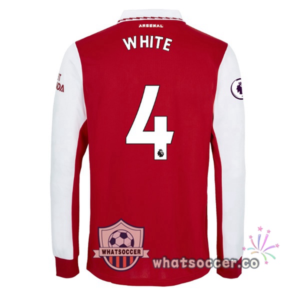 Arsenal (WHITE 4) Home Soccer Jerseys Long Sleeve Red White 2022-2023