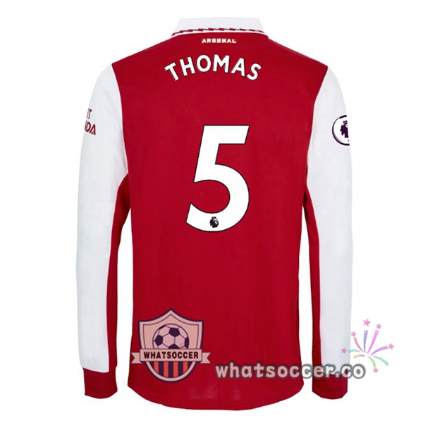 Arsenal (THOMAS 5) Home Soccer Jerseys Long Sleeve Red White 2022-2023
