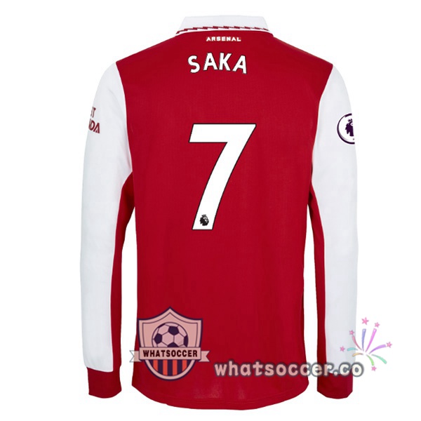 Arsenal (SAKA 7) Home Soccer Jerseys Long Sleeve Red White 2022-2023