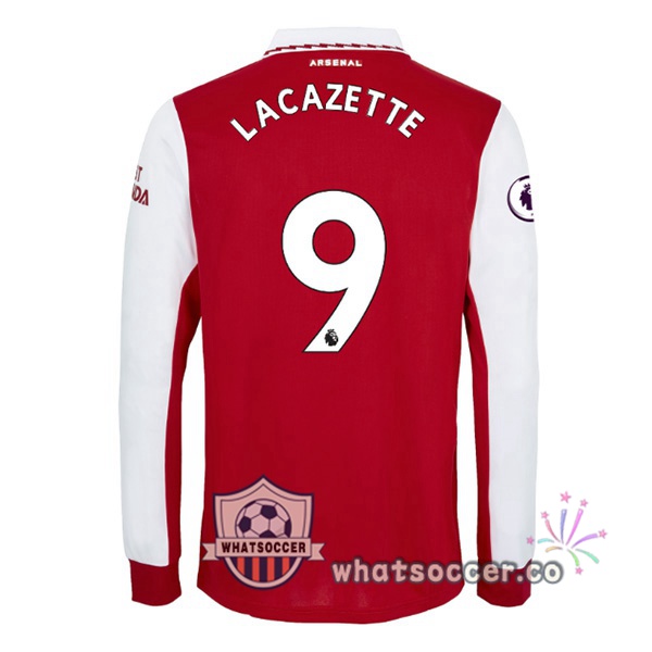 Arsenal (LACAZETTE 9) Home Soccer Jerseys Long Sleeve Red White 2022-2023