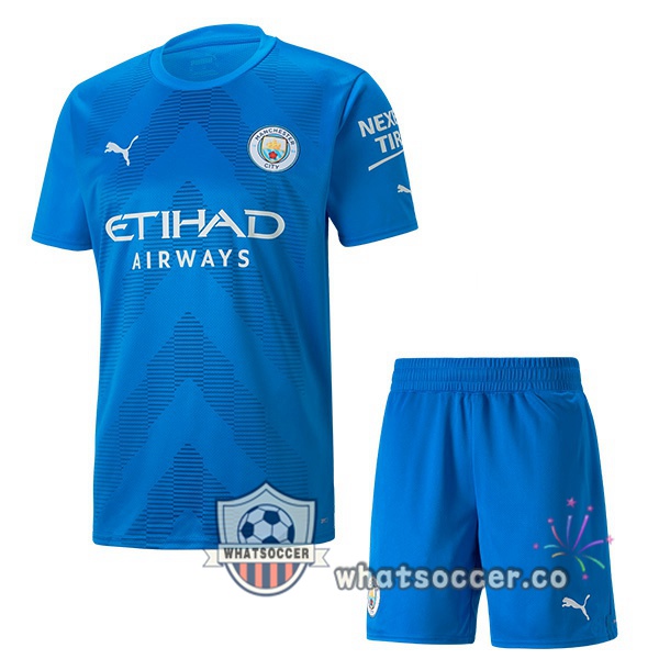 Manchester City Kids Goalkeeper Soccer Jerseys Blue 2022-2023