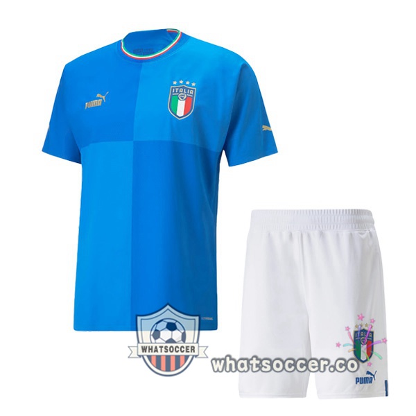Italy Kids Home Soccer Jerseys Blue 2022-2023