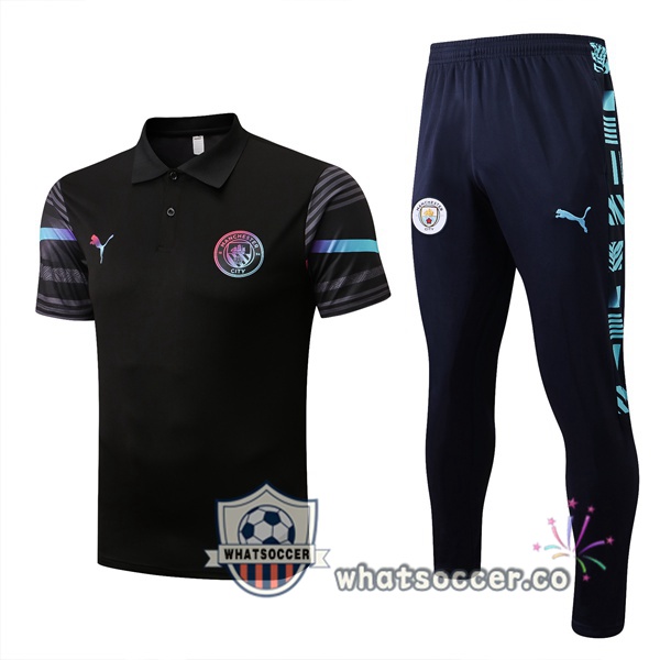 Training Polo Manchester City + Pants Black 2022-2023