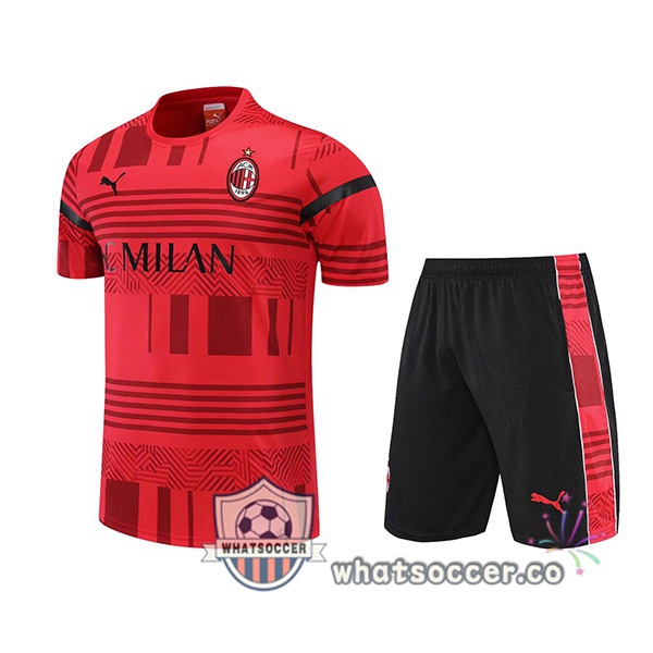 AC Milan Training T-Shirts + Shorts Red 2022-2023