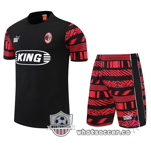 AC Milan Training T-Shirts + Shorts Black 2022-2023