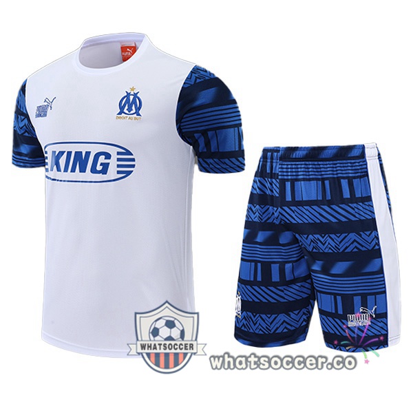 Olympique de Marseille Training T-Shirts + Shorts White 2022-2023
