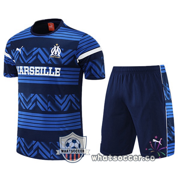 Olympique de Marseille Training T-Shirts + Shorts Blue 2022-2023