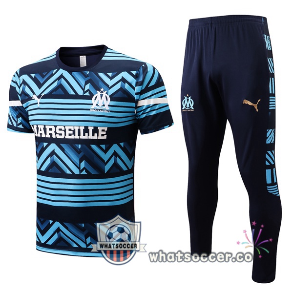 Olympique de Marseille Training T-Shirts + Pants Blue 2022-2023