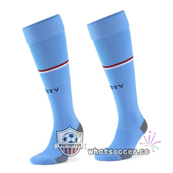 Manchester City Home Soccer Socks Blue 2022-2023