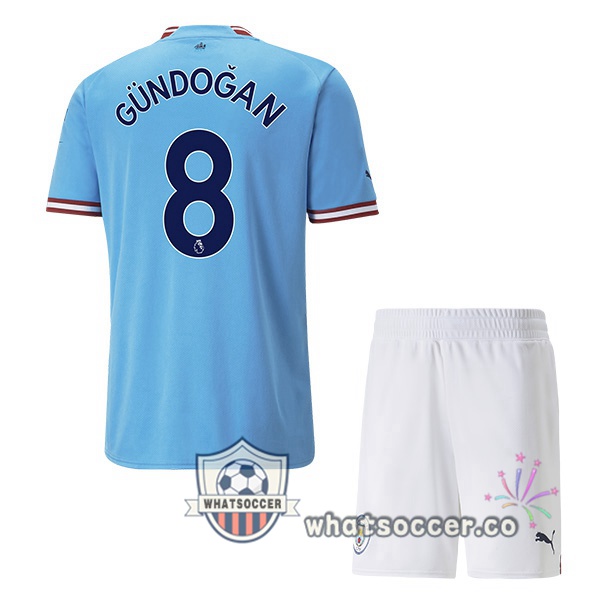 Manchester City (Ilkay Gündogan 8) Kids Home Soccer Jerseys Blue 2022-2023