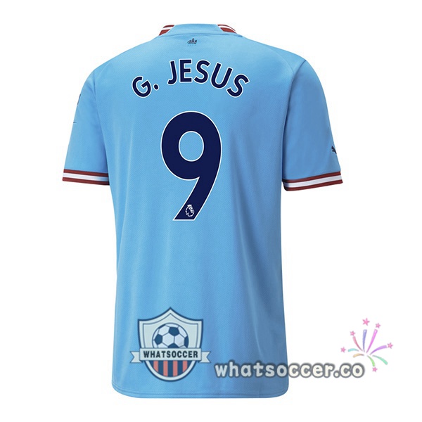 Manchester City (Gabriel Jesus 9) Home Soccer Jerseys Blue 2022-2023