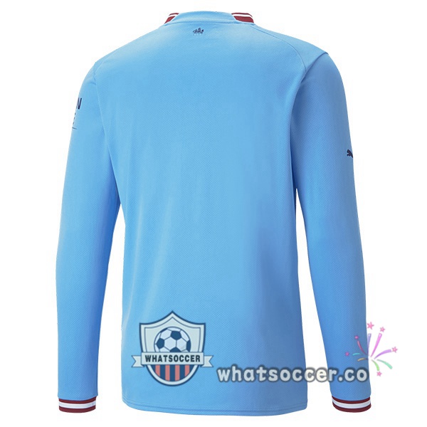 Manchester City Home Soccer Jerseys Long Sleeve Blue 2022-2023