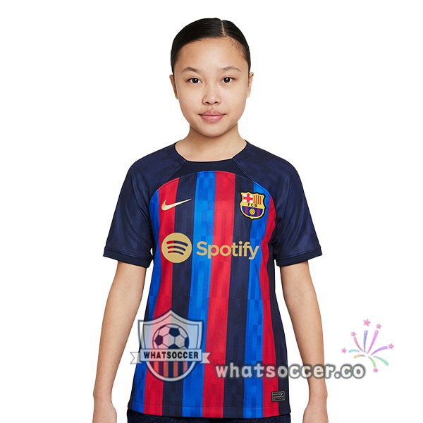 FC Barcelona Kids Home Soccer Jerseys Red Blue 2022-2023