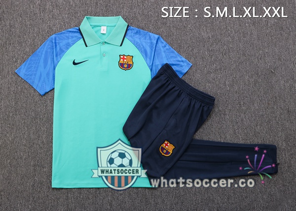 Training Polo FC Barcelona + Pants Green Blue 2022-2023