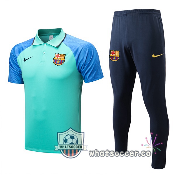 Training Polo FC Barcelona + Pants Green Blue 2022-2023