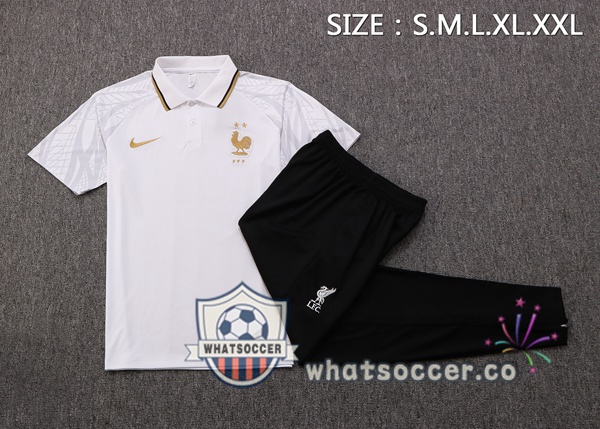 Training Polo France + Pants White 2022-2023