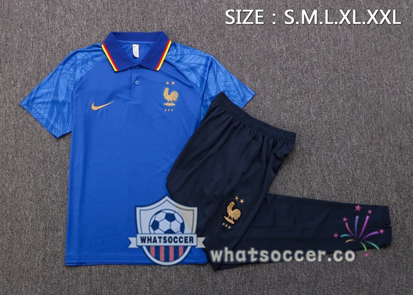 Training Polo France + Pants Blue 2022-2023