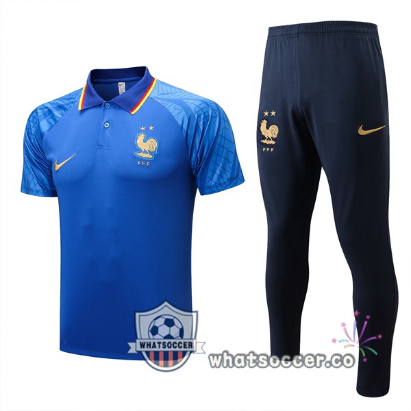 Training Polo France + Pants Blue 2022-2023