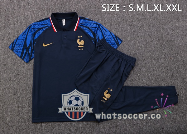 Training Polo France + Pants Blue Royal 2022-2023