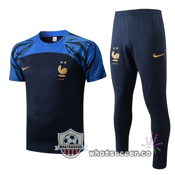 France Training T-Shirts + Pants Blue Royal 2022-2023