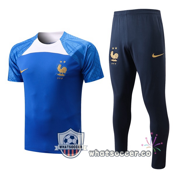 France Training T-Shirts + Pants Blue 2022-2023