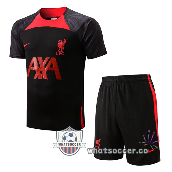 FC Liverpool Training T-Shirts + Shorts Black 2022-2023