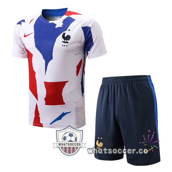 France Training T-Shirts + Shorts White 2022-2023
