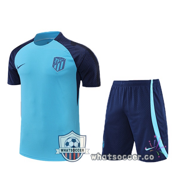 Atletico Madrid Training T-Shirts + Shorts Blue 2022-2023