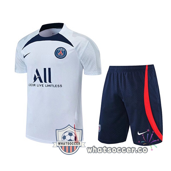 Paris PSG Training T-Shirts + Shorts White 2022-2023
