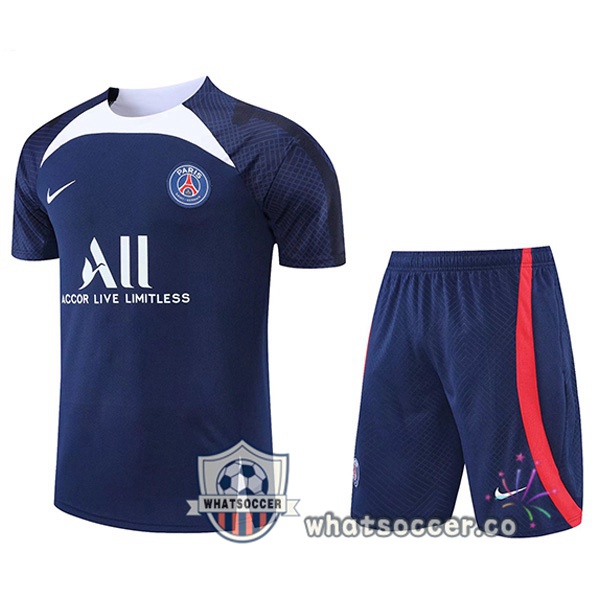 Paris PSG Training T-Shirts + Shorts Blue Royal 2022-2023