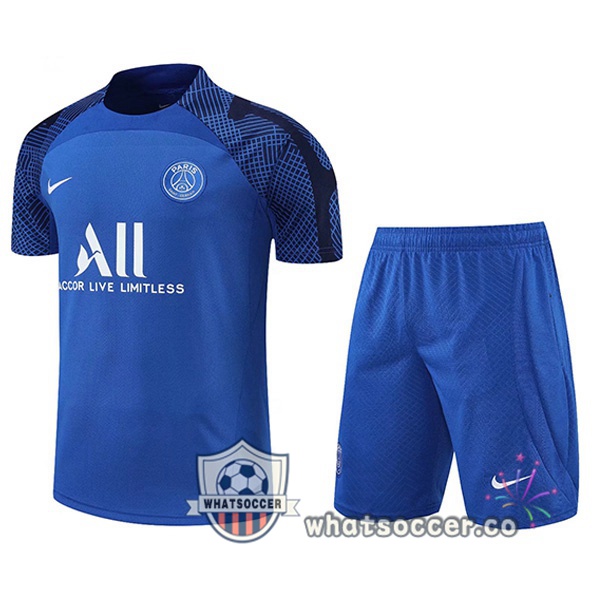Paris PSG Training T-Shirts + Shorts Blue 2022-2023
