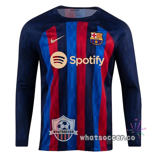 FC Barcelona Home Soccer Jerseys Long Sleeve Red Blue 2022-2023