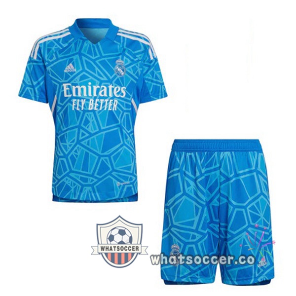 Real Madrid Kids goalkeeper Soccer Jerseys Blue 2022-2023