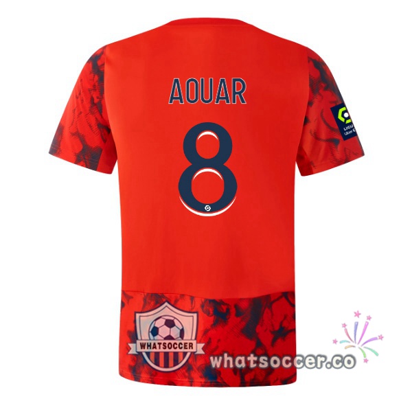 Olympique Lyonnais (AOUAR 8) Away Soccer Jerseys Red 2022-2023