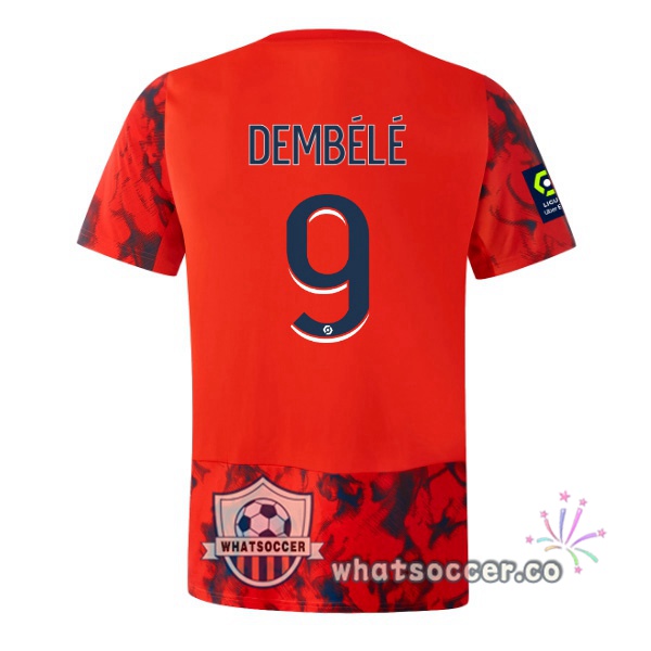 Olympique Lyonnais (DEMBELE 9) Away Soccer Jerseys Red 2022-2023