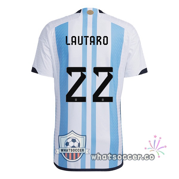 Argentina (LAUTARO 22) Home Soccer Jerseys Blue White 2022-2023