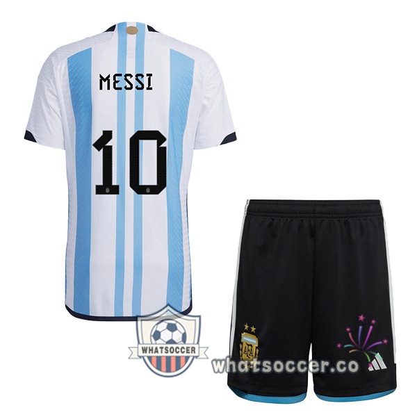 Argentina (MESSI 10) Kids Home Soccer Jerseys Blue White 2022-2023