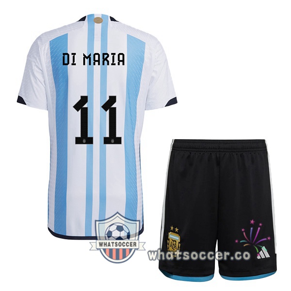 Argentina (DI MARIA 11) Kids Home Soccer Jerseys Blue White 2022-2023