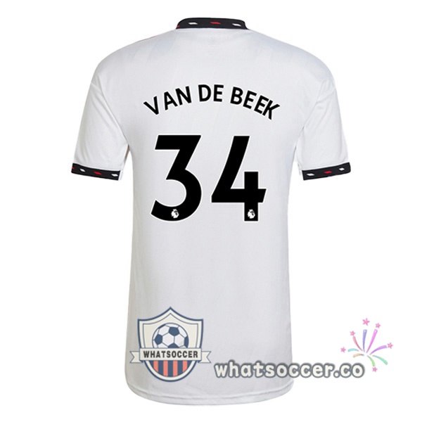 Manchester United (VAN DE BEEK 34) Away Soccer Jerseys White 2022-2023