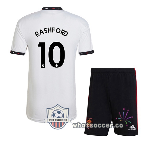Manchester United (RASHFORD 10) Kids Away Soccer Jerseys White 2022-2023